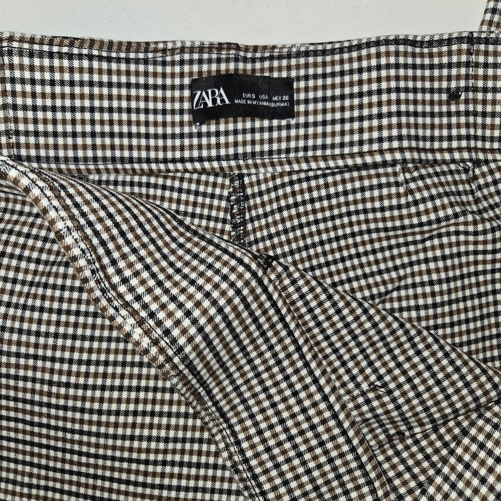Zara Black and White Checkered Trousers